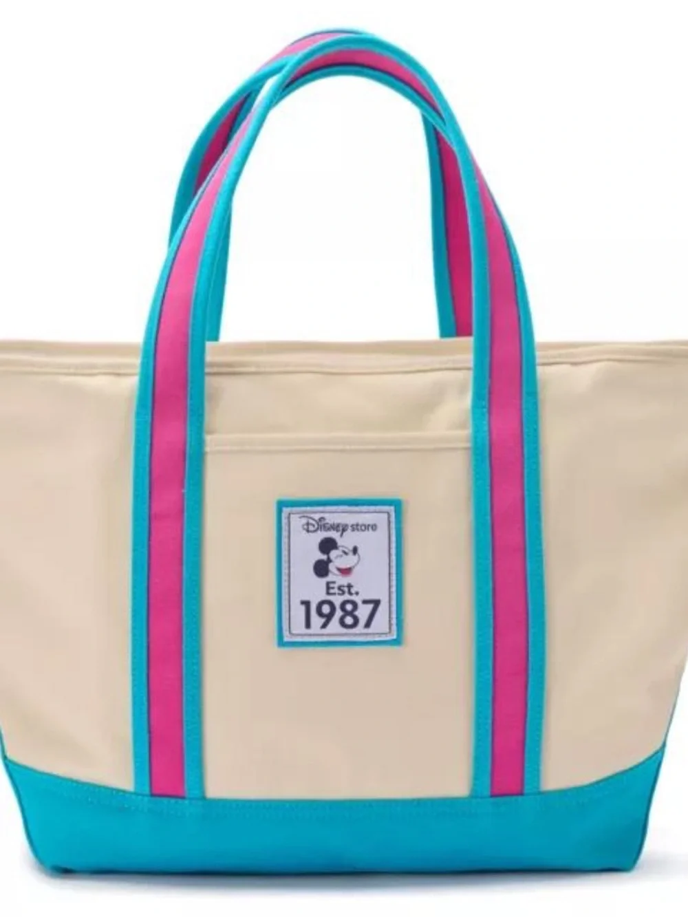 Disney Store - Canvas 1987 Tote Bag with Mickey Print and pins NWOT